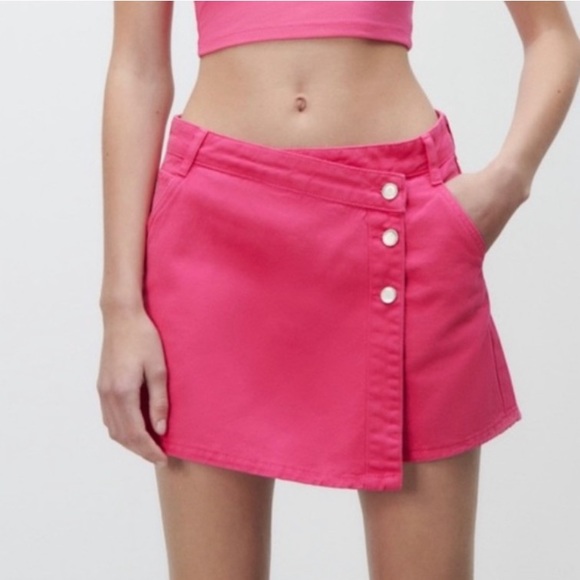 π ZARA HOT PINK DENIM COTTON SKORT! - Picture 12 of 12